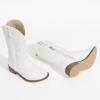imagePANDANINJIA Girls Cowgirl Boots Kids Toddler Cowboy Boots Round Toe Mid Calf Western Riding Booties ShoesWhitepu