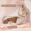 imagePANDANINJIA Girls Dress Shoes High Heels Flower Girl Pointed Closed Toe Cross Strap Wedding Party Mary Jane Little Big Kid Pump ShoeNude Nubuck