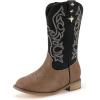imagePANDANINJIA Girls Cowgirl Boots Kids Toddler Cowboy Boots Round Toe Mid Calf Western Riding Booties ShoesBrown