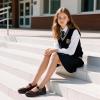 imagePANDANINJIA Girls Mary Jane School Dress Shoes for Little Big Kid Uniform Chunky Heel Closed Round Toe FlatsBrown Pu