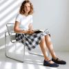 imagePANDANINJIA Girls Mary Jane School Dress Shoes for Little Big Kid Uniform Chunky Heel Closed Round Toe FlatsNavy Pu