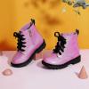 imagePANDANINJIA Christina Boys Girls Short Ankle Boots Fashion Dress Booties Waterproof Combat Shoes with Zipper for Toddler Little KidPurplebright