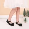 imagePANDANINJIA Rika Girls Dress Shoes Flower Girl Mary Jane Flats Wedding Party School Shoes for Toddler Little Kid Big KidBlacksuede