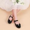 imagePANDANINJIA Rika Girls Dress Shoes Flower Girl Mary Jane Flats Wedding Party School Shoes for Toddler Little Kid Big KidBlacksuede