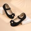 imagePANDANINJIA Rika Girls Dress Shoes Flower Girl Mary Jane Flats Wedding Party School Shoes for Toddler Little Kid Big KidBlacksuede