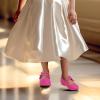 imagePANDANINJIA Naomi Girls Dress Shoes Mary Jane Ballet Flats Flower Girl Wedding Party Communion Shoes for Toddler Little Kid Big KidHotpinksuede