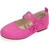imagePANDANINJIA Naomi Girls Dress Shoes Mary Jane Ballet Flats Flower Girl Wedding Party Communion Shoes for Toddler Little Kid Big KidHotpinksuede