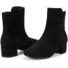 imagePANDANINJIA Girls Boots Fashion SquareToe Dress Boots Low Heel Alyssa Ankle Booties with Zipper for Toddler Little Kids Big KidsBlack Suede