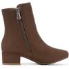 imagePANDANINJIA Girls Boots Fashion SquareToe Dress Boots Low Heel Alyssa Ankle Booties with Zipper for Toddler Little Kids Big KidsBrownsuede