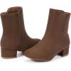 imagePANDANINJIA Girls Boots Fashion SquareToe Dress Boots Low Heel Alyssa Ankle Booties with Zipper for Toddler Little Kids Big KidsBrownsuede