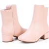 imagePANDANINJIA Girls Boots Fashion SquareToe Dress Boots Low Heel Alyssa Ankle Booties with Zipper for Toddler Little Kids Big KidsPink Pu