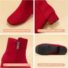 imagePANDANINJIA Girls Boots Fashion SquareToe Dress Boots Low Heel Alyssa Ankle Booties with Zipper for Toddler Little Kids Big KidsRed Suede