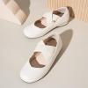 imagePANDANINJIA Girls Dress Shoes Ballet Flats Mary Jane Elastic Cross Strap Little Big Kid Low Heels Flower Girl ShoesIvory