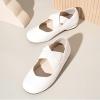 imagePANDANINJIA Girls Dress Shoes Ballet Flats Mary Jane Elastic Cross Strap Little Big Kid Low Heels Flower Girl ShoesWhite