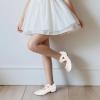 imagePANDANINJIA Girls Dress Shoes Ballet Flats Mary Jane Elastic Cross Strap Little Big Kid Low Heels Flower Girl ShoesWhite