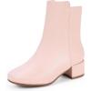 imagePANDANINJIA Girls Boots Fashion SquareToe Dress Boots Low Heel Alyssa Ankle Booties with Zipper for Toddler Little Kids Big KidsPink Pu