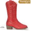imagePANDANINJIA Girls Cowgirl Cowboy Boots Rhinestone Sparkly Kid Toddler Boots Bootie Mid Calf Round Toe Western Horse Riding BootRed Rhinestone