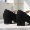 imagePANDANINJIA Girls Dress Shoes Little Big Kids Mary Jane Low Heels Buckle Round Toe Flower Girl Wedding Church Party School Pump ShoesBlack Suede