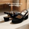 imagePANDANINJIA Girls Dress Shoes Little Big Kids Mary Jane Low Heels Buckle Round Toe Flower Girl Wedding Church Party School Pump ShoesW Black Nubuck