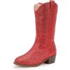 imagePANDANINJIA Girls Cowgirl Cowboy Boots Rhinestone Sparkly Kid Toddler Boots Bootie Mid Calf Round Toe Western Horse Riding BootRed Rhinestone