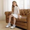 imagePANDANINJIA Girls Boots Toddler Kids Fashion Short Ankle Dress Bow Booties with Side Zipper BootsSilversequin