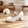 imagePANDANINJIA Girls Dress Shoes Chunky Platform Heels Mary Jane Pumps Round Toe Toddler Little Big Kid Wedding Party ShoesChampagne Pu