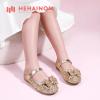 imageHehainom Toddler Girls Flats Mary Jane Flower Girl Dress Shoes School Wedding Party ShoesGold Sequin