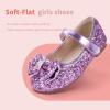 imageHehainom Toddler Girls Flats Mary Jane Flower Girl Dress Shoes School Wedding Party ShoesPurple Sequin
