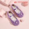 imageHehainom Toddler Girls Flats Mary Jane Flower Girl Dress Shoes School Wedding Party ShoesPurple Sequin