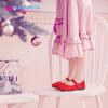 imageHehainom Toddler Girls Flats Mary Jane Flower Girl Dress Shoes School Wedding Party ShoesRed Suede