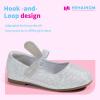 imageHehainom Toddler Girls Flats Mary Jane Flower Girl Dress Shoes School Wedding Party ShoesSilver Glitter