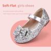 imageHehainom Toddler Girls Flats Mary Jane Flower Girl Dress Shoes School Wedding Party ShoesSilver Sequin
