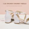 imagePANDANINJIA Girls Dress Shoes High Heels Flower Girl Closed Toe Cross Strap Wedding Party Mary Jane Little Big Kid Pump ShoeWhite Pu