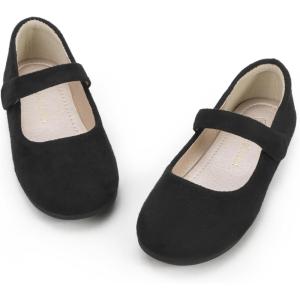 imageHehainom Toddler Girls Flats Mary Jane Flower Girl Dress Shoes School Wedding Party ShoesBlack Suede