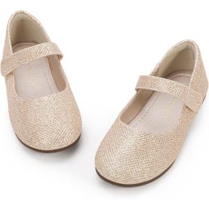 imageHehainom Toddler Girls Flats Mary Jane Flower Girl Dress Shoes School Wedding Party ShoesGold Glitter