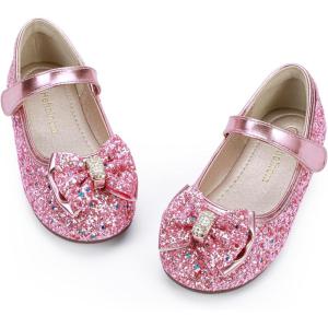 imageHehainom Toddler Girls Flats Mary Jane Flower Girl Dress Shoes School Wedding Party ShoesPink Sequin