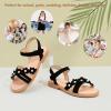 imagePANDANINJIA Girls Sandals Toddler Little Big Kids Kid Cute Open Toe Flats Dress Sandals Mona Summer ShoesBlack Nubuck M