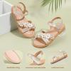 imagePANDANINJIA Girls Sandals Toddler Little Big Kids Kid Cute Open Toe Flats Dress Sandals Mona Summer ShoesChampagne Pu M