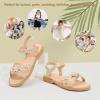 imagePANDANINJIA Girls Sandals Toddler Little Big Kids Kid Cute Open Toe Flats Dress Sandals Mona Summer ShoesGold Glitter M