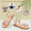 imagePANDANINJIA Girls Sandals Toddler Little Big Kids Kid Cute Open Toe Flats Dress Sandals Mona Summer ShoesNude Nubuck M