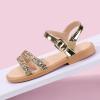 imagePANDANINJIA Girls Sandals Toddler Little Big Kids Kid Cute Open Toe Flats Dress Sandals Mona Summer ShoesRose Gold Glitter