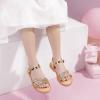 imagePANDANINJIA Girls Sandals Toddler Little Big Kids Kid Cute Open Toe Flats Dress Sandals Mona Summer ShoesRose Gold Glitter