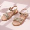 imagePANDANINJIA Girls Sandals Toddler Little Big Kids Kid Cute Open Toe Flats Dress Sandals Mona Summer ShoesRose Gold Glitter