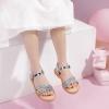 imagePANDANINJIA Girls Sandals Toddler Little Big Kids Kid Cute Open Toe Flats Dress Sandals Mona Summer ShoesSilver Glitter