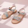 imagePANDANINJIA Girls Sandals Toddler Little Big Kids Kid Cute Open Toe Flats Dress Sandals Mona Summer ShoesSilver Glitter