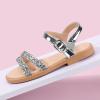 imagePANDANINJIA Girls Sandals Toddler Little Big Kids Kid Cute Open Toe Flats Dress Sandals Mona Summer ShoesSilver Glitter