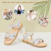 imagePANDANINJIA Girls Sandals Toddler Little Big Kids Kid Cute Open Toe Flats Dress Sandals Mona Summer ShoesSilver Glitter M