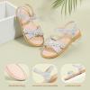 imagePANDANINJIA Girls Sandals Toddler Little Big Kids Kid Cute Open Toe Flats Dress Sandals Mona Summer ShoesSilver Glitter M