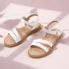 imagePANDANINJIA Girls Sandals Toddler Little Big Kids Kid Cute Open Toe Flats Dress Sandals Mona Summer ShoesWhite Pu