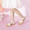 imagePANDANINJIA Girls Sandals Toddler Little Big Kids Kid Cute Open Toe Flats Dress Sandals Mona Summer ShoesWhite Pu